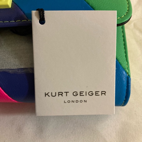 Kurt Geiger • Fluorescent Rainbow Brixton Lock Leather Convertible Purse - Picture 4 of 6